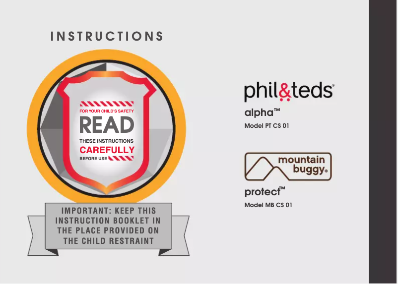 Page 1 de la notice Manuel utilisateur Phil & Teds Alpha