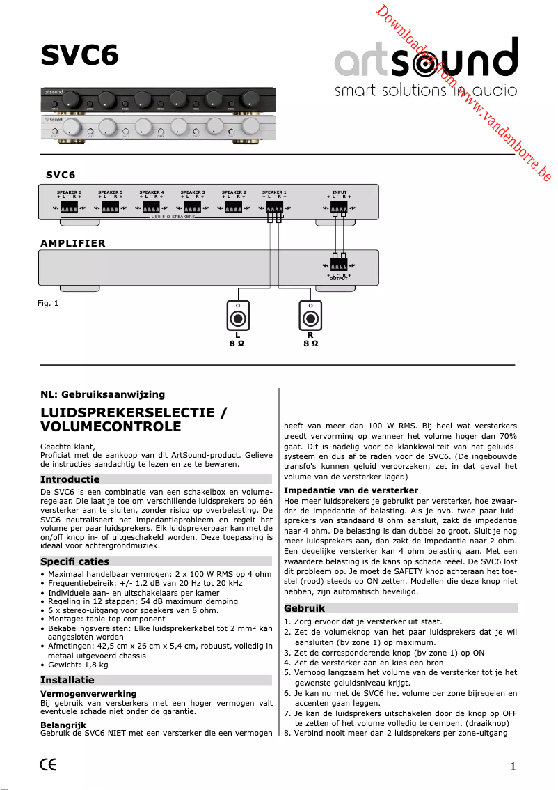 Page 1 de la notice Manuel utilisateur Artsound SVC6