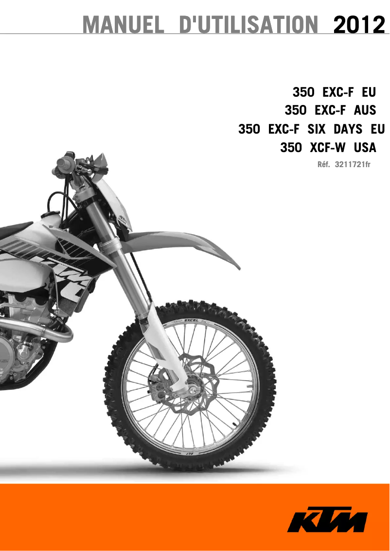 Image de la première page du manuel de l'appareil 350 EXC-F (2012)