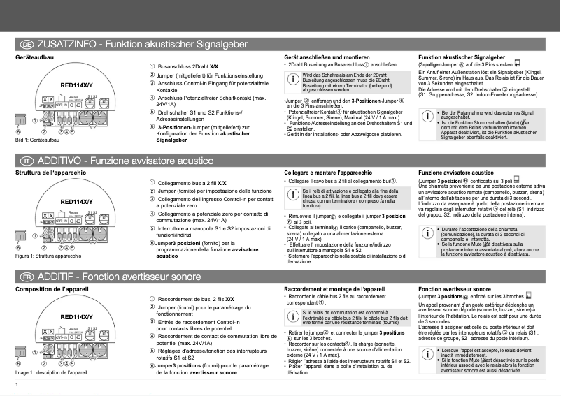 Page n°1 - Manuel utilisateur Hager RED114X