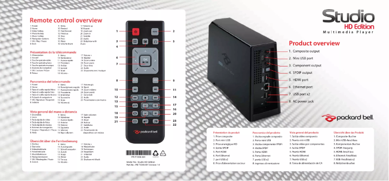 Image de la première page du manuel de l'appareil Studio HD Edition Media Player