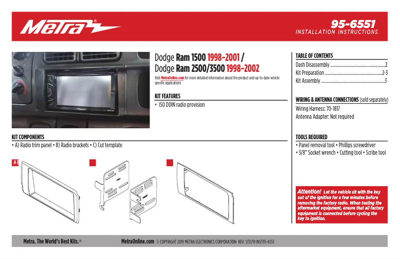 Page n°1 - Mode d'emploi Metra 95-6551