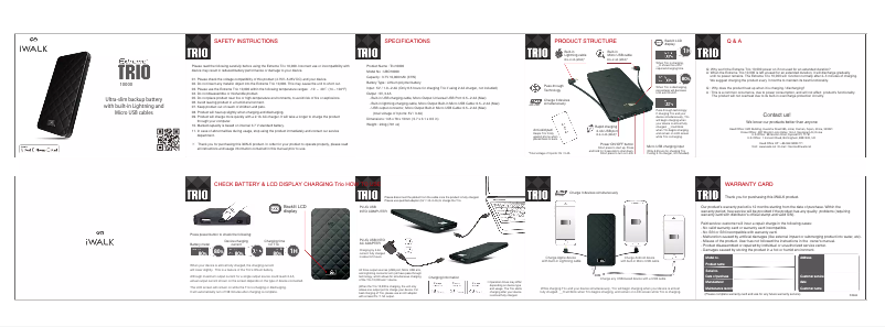Page n°1 - Manuel utilisateur iWALK Extreme Trio 10,000