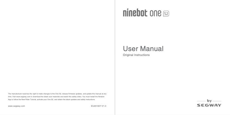 Página 1 del manual Manual de usuario Ninebot One S2