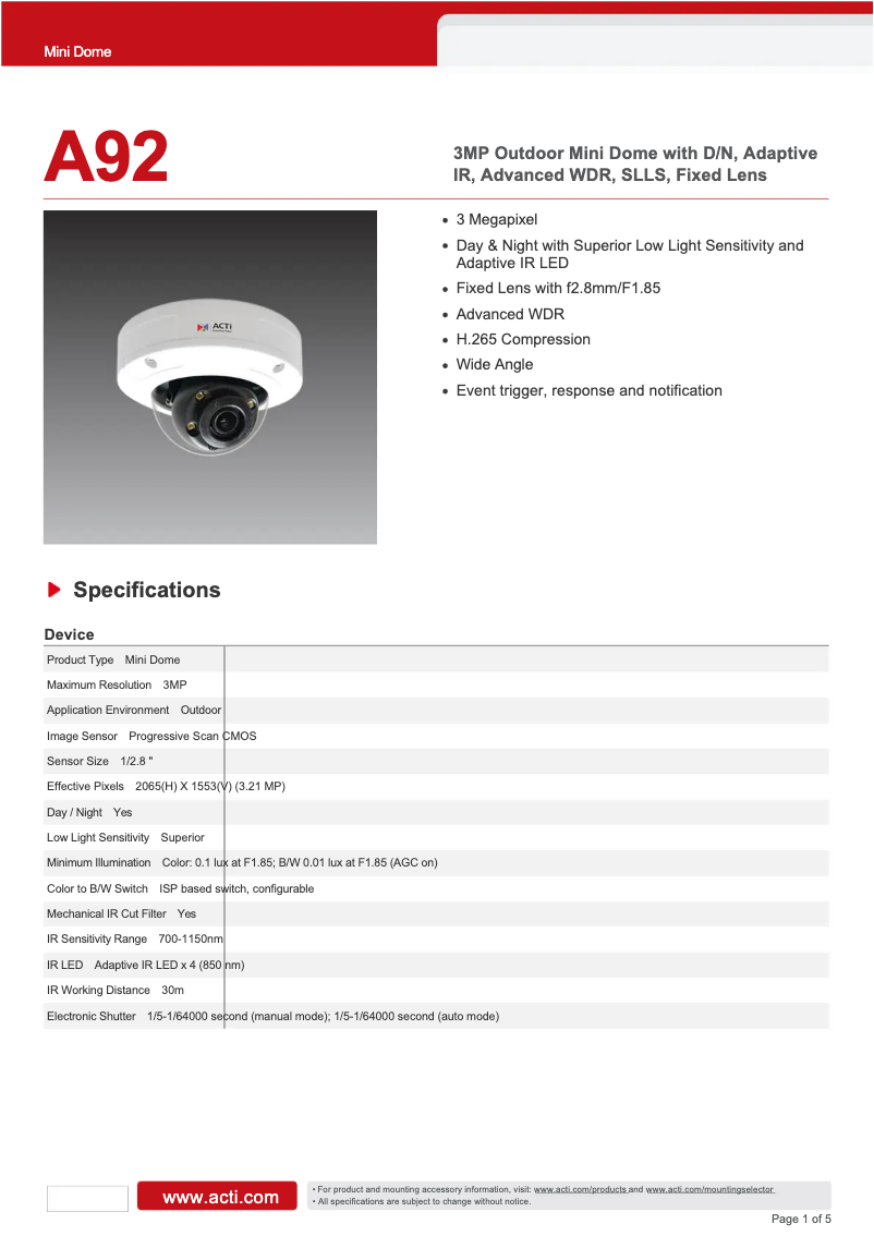 Image de la première page du manuel de l'appareil A92