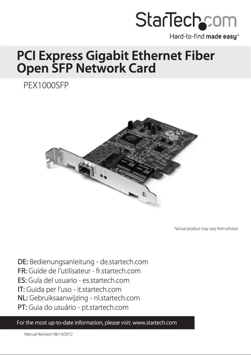 Image de la première page du manuel de l'appareil PEX1000SFP