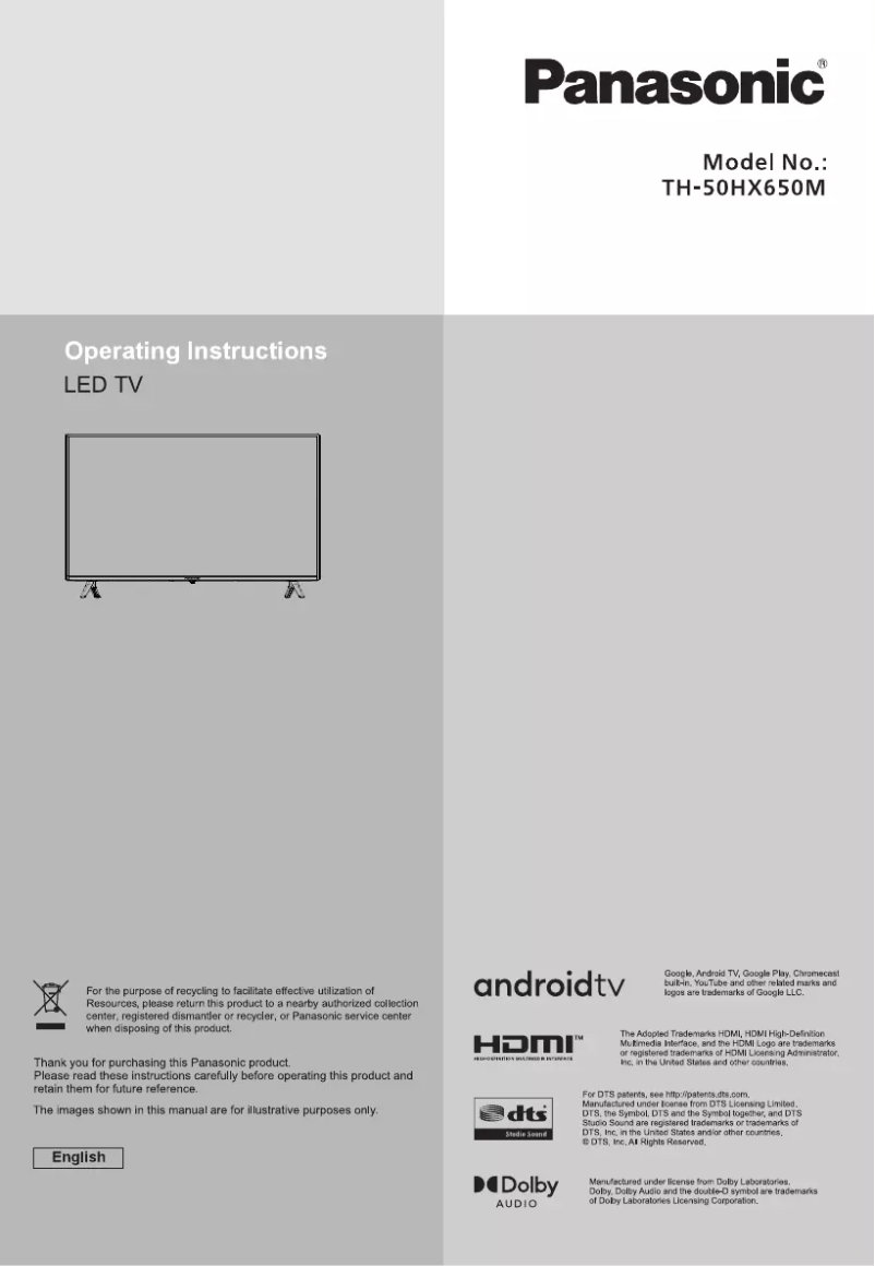 Page 1 de la notice Manuel utilisateur Panasonic TH-50HX650M