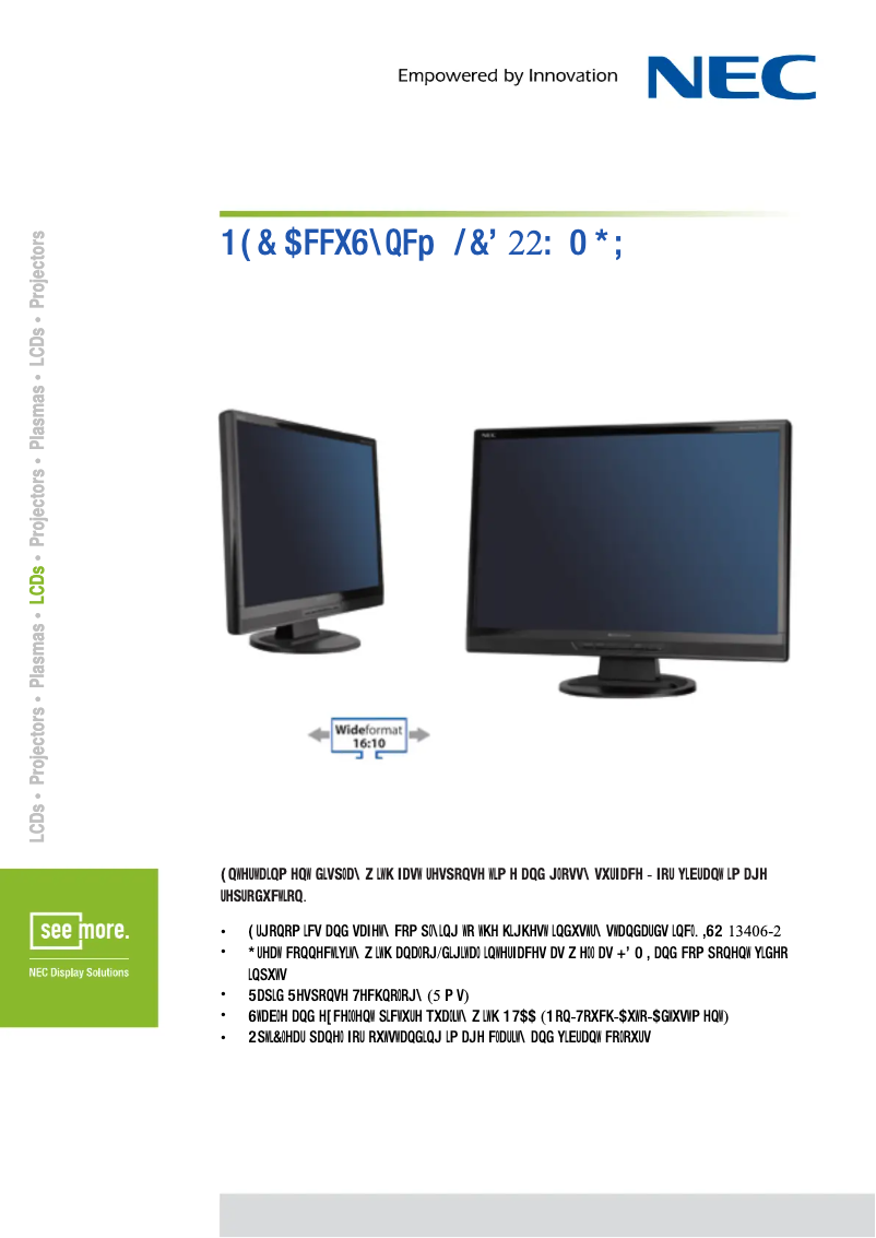 Página 1 del manual Ficha técnica NEC AccuSync LCD22WMGX