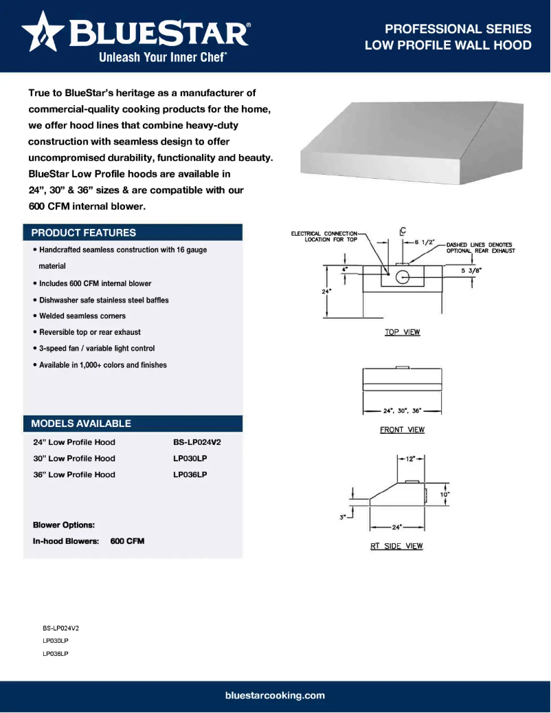 Page 1 de la notice Fiche technique BlueStar LP030LP