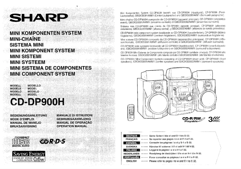 Page 1 de la notice Manuel utilisateur Sharp CD-DP900H