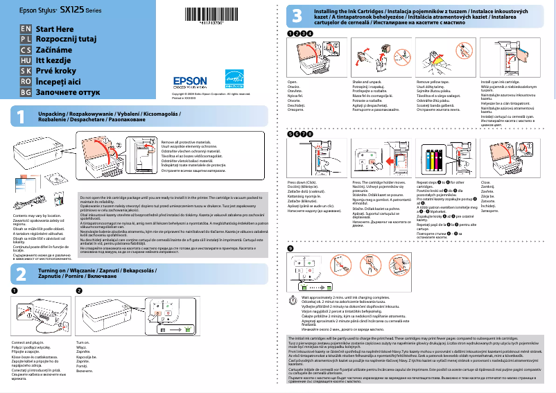Page n°1 - Guide d'installation Epson Stylus SX125