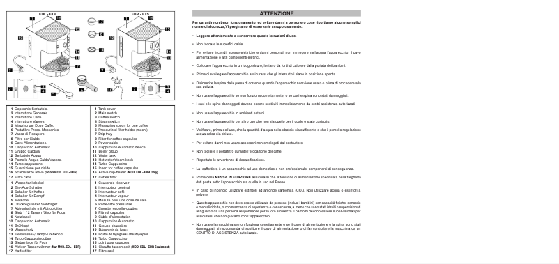 Page n°1 - Manuel utilisateur la Pavoni Eurobar EBR