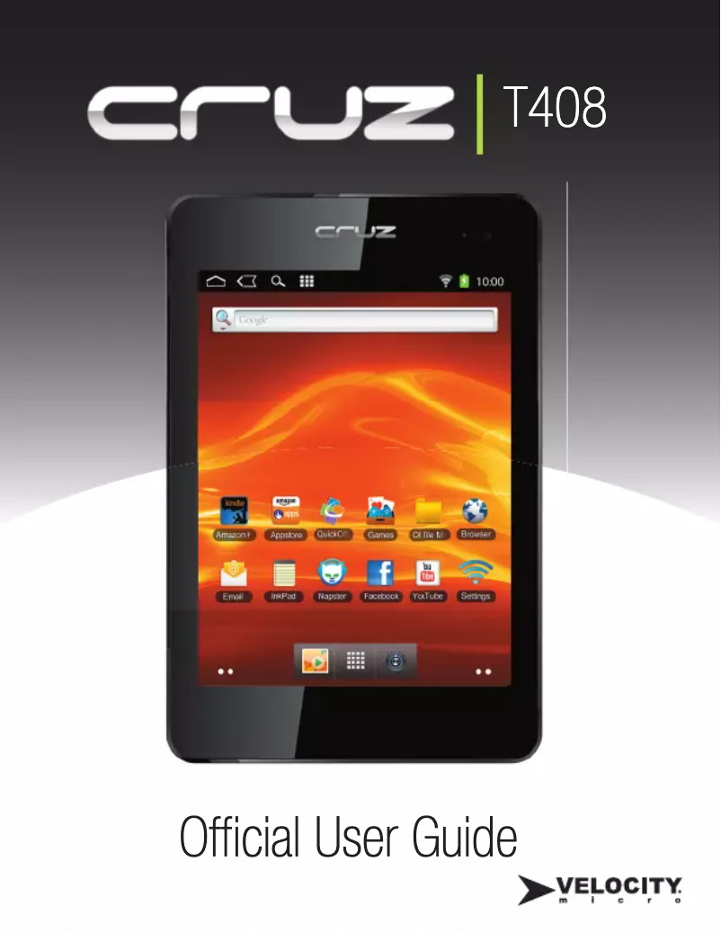 Page 1 de la notice Manuel utilisateur Velocity Micro Cruz Tablet T408