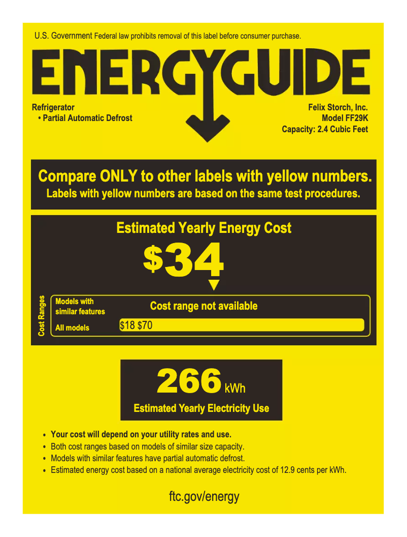 Página 1 del manual Etiqueta energética Summit FF29K