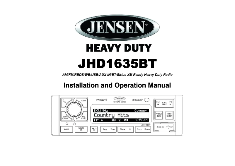 Page n°1 - Manuel utilisateur Jensen JHD1635BT