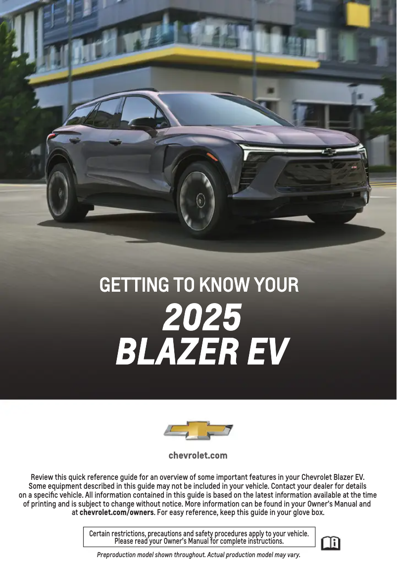 Image de la première page du manuel de l'appareil Blazer EV (2025)