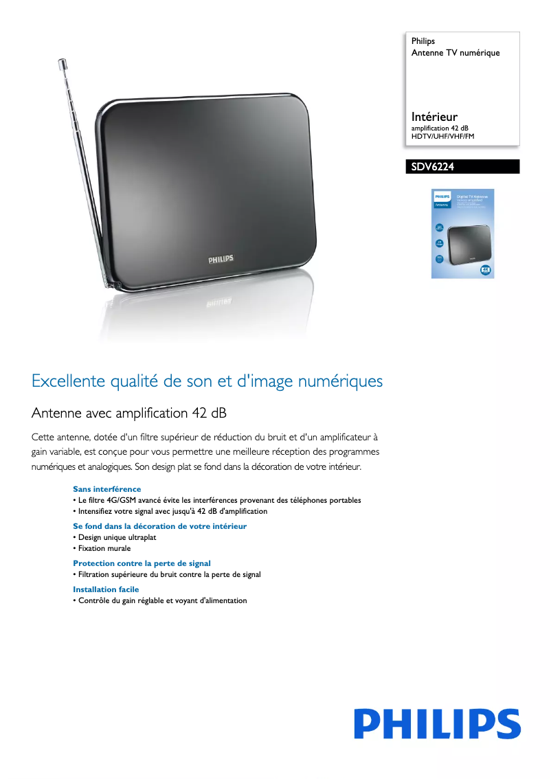 Page n°1 - Fiche technique Philips SDV6224