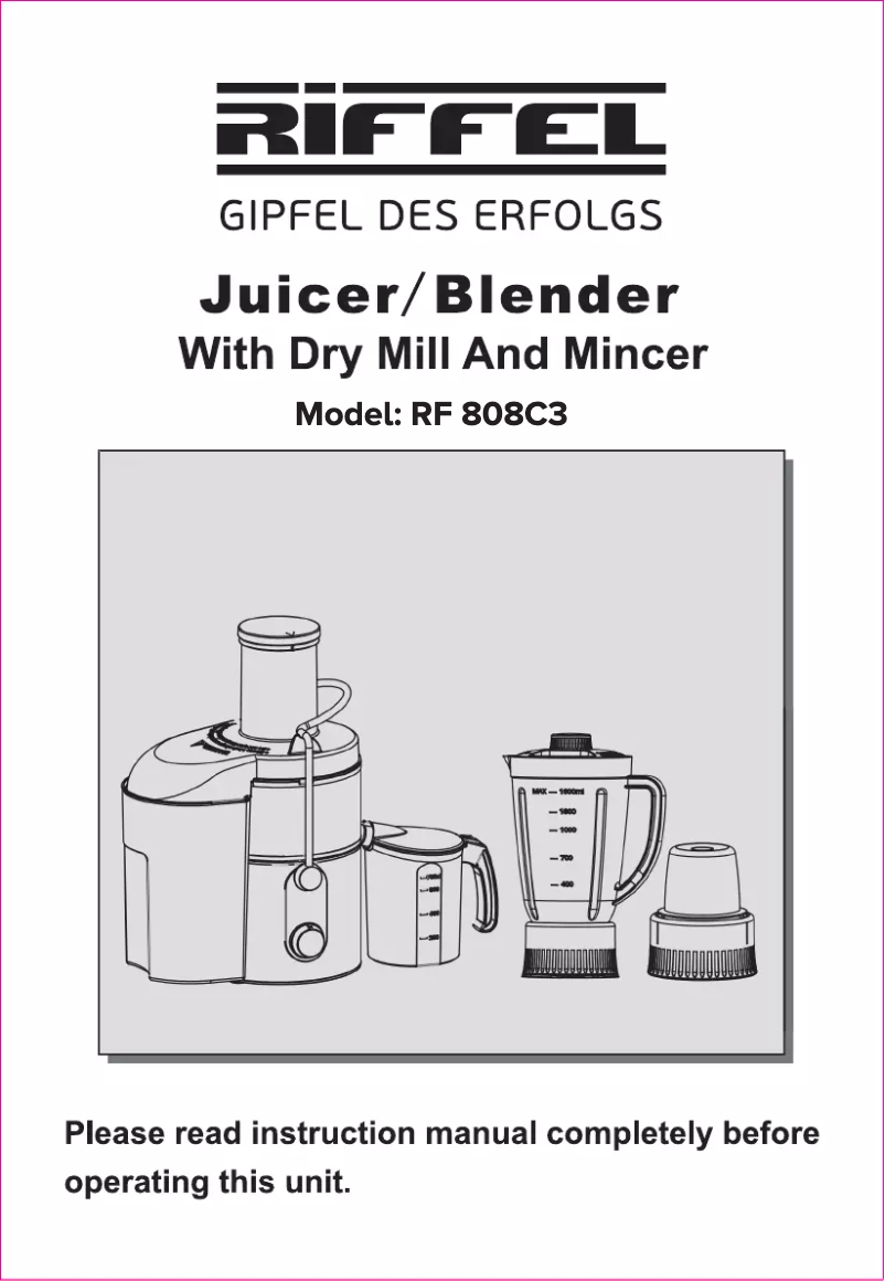 Page 1 de la notice Manuel utilisateur Riffel RF 808C3