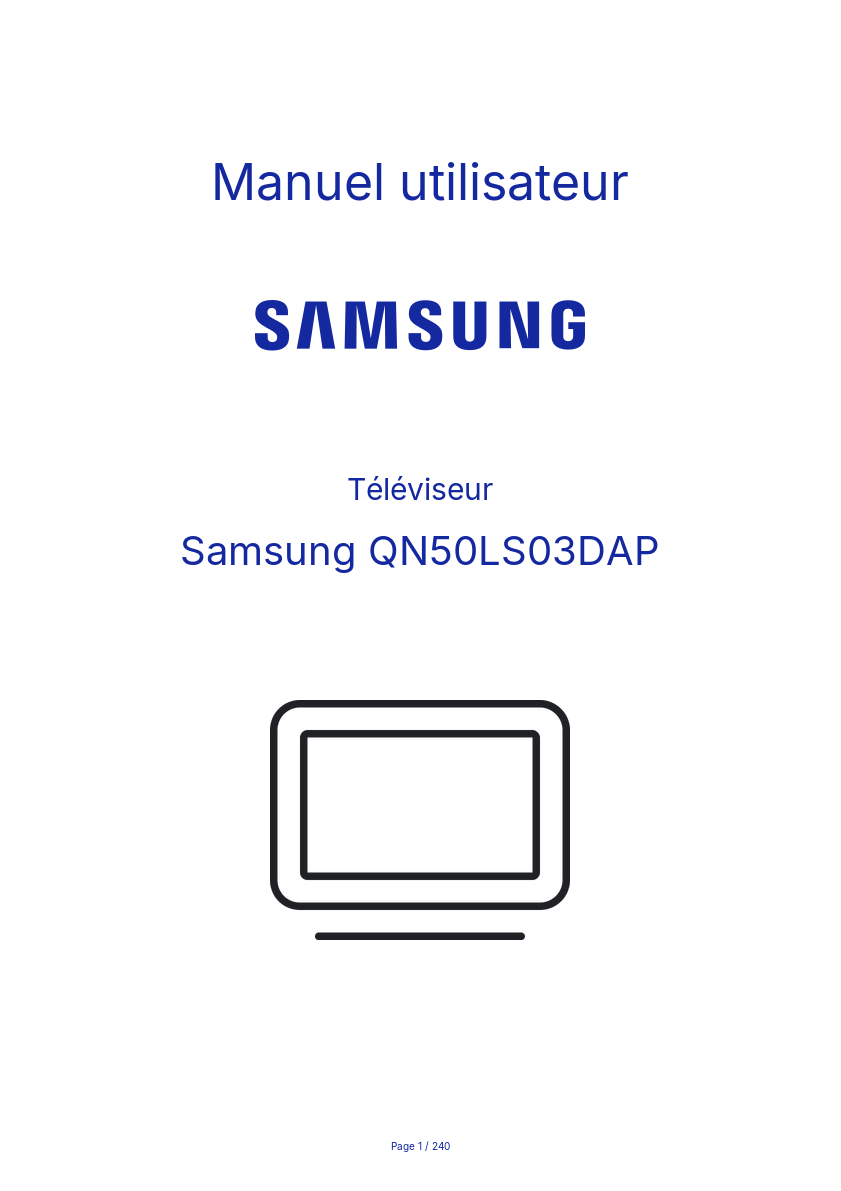 Page 1 de la notice Manuel utilisateur Samsung QN50LS03DAP