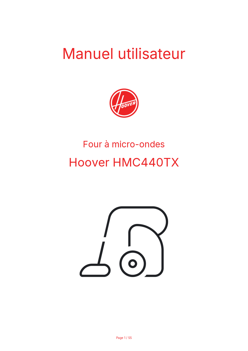 Page n°1 - Manuel utilisateur Hoover HMC440TX