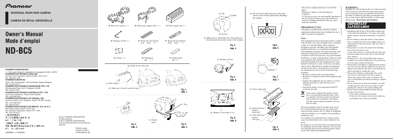 Page 1 de la notice Manuel utilisateur Pioneer ND-BC8