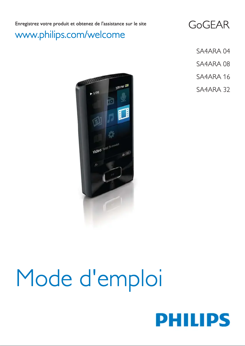 Image de la première page du manuel de l'appareil GoGear SA4ARA08