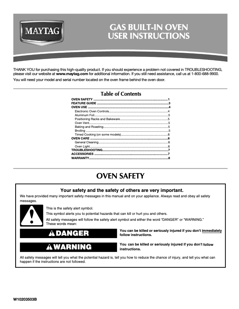 Page 1 de la notice Manuel utilisateur Maytag CWG3600AAS