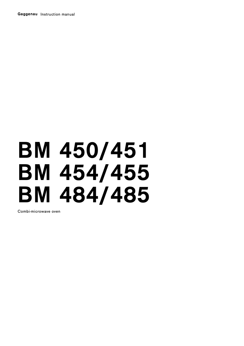 Page n°1 - Manuel utilisateur Gaggenau BM455