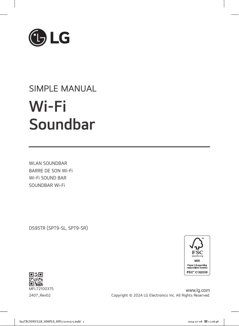 Page 1 de la notice Manuel utilisateur LG DS95TR