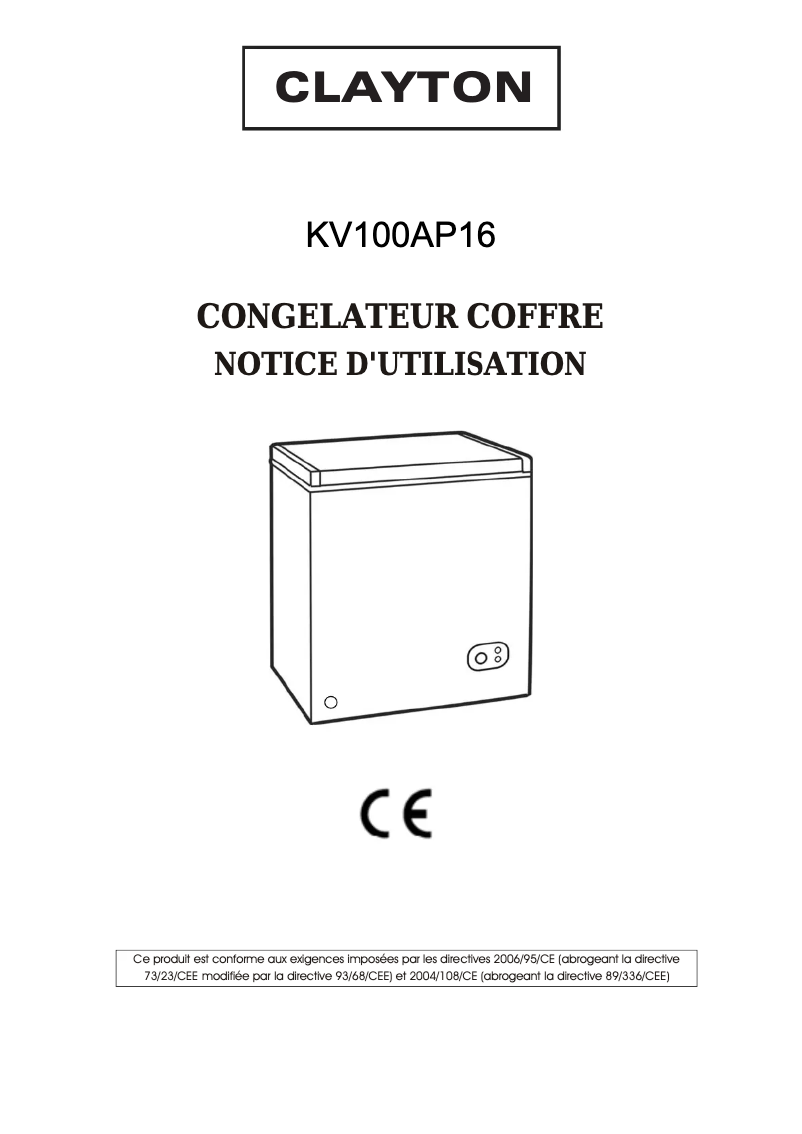 Page n°1 - Manuel utilisateur Clayton KV100AP16
