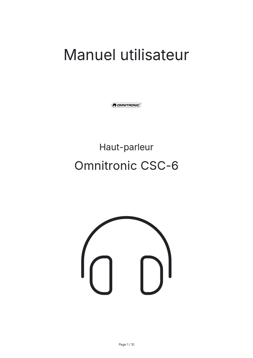 Page n°1 - Manuel utilisateur Omnitronic CSC-6