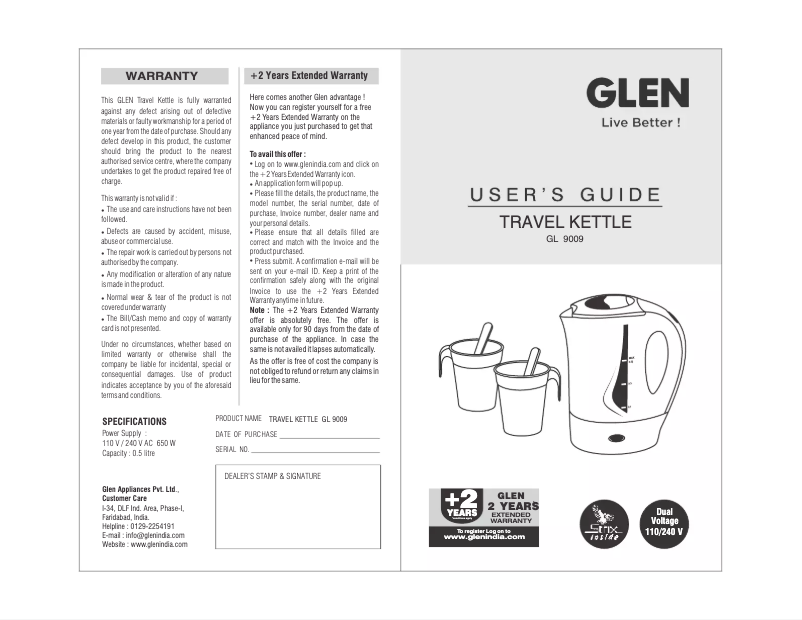 Page n°1 - Manuel utilisateur Glen GL 9009