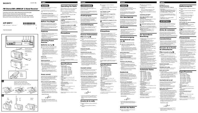 Página 1 del manual Manual de usuario Sony ICF-SW11