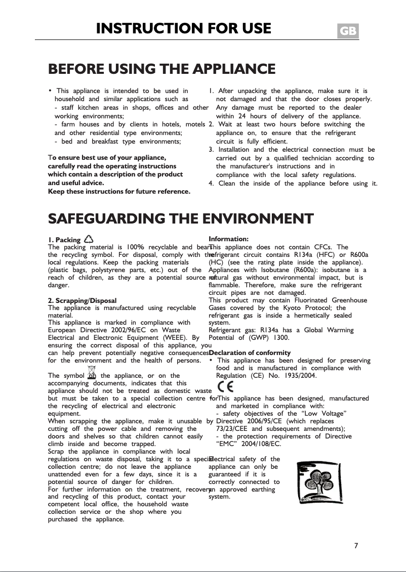 Page 1 de la notice Manuel utilisateur Whirlpool ARC 7474/1 IX