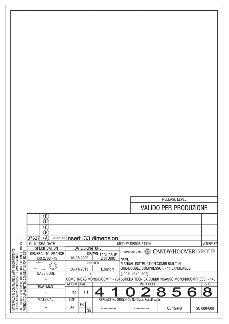 Page 1 de la notice Manuel utilisateur Rosieres RBCP 3183/1