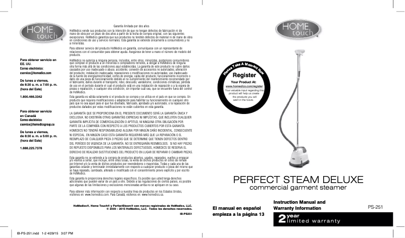 Page 1 de la notice Manuel utilisateur Home Touch PS-251