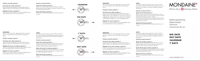 Page n°1 - Manuel utilisateur Mondaine Retro