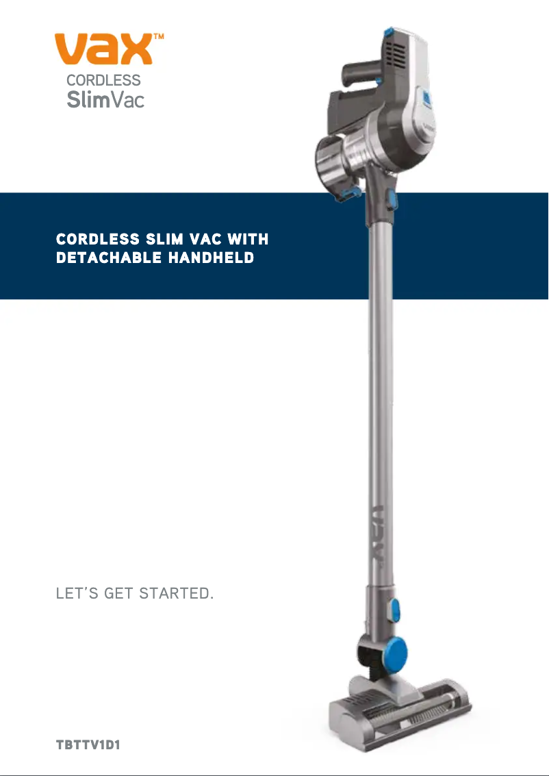 Página 1 del manual Manual de usuario Vax Cordless SlimVac TBTTV1D1