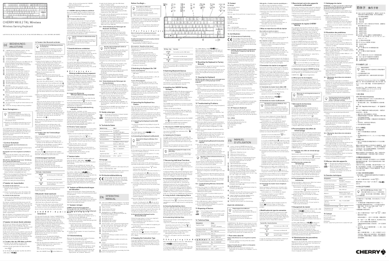 Page 1 de la notice Manuel utilisateur Cherry MX 8.2 TKL Wireless