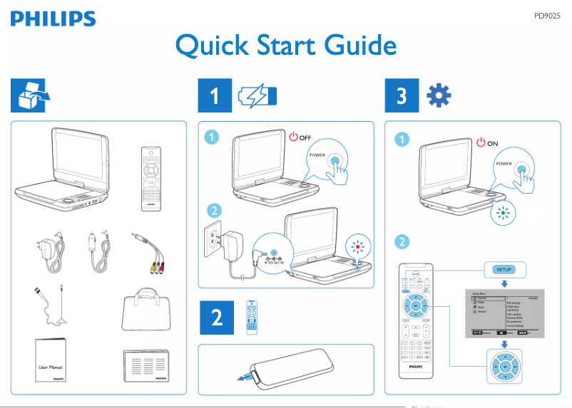 Page n°1 - Guide de démarrage rapide Philips PD9025