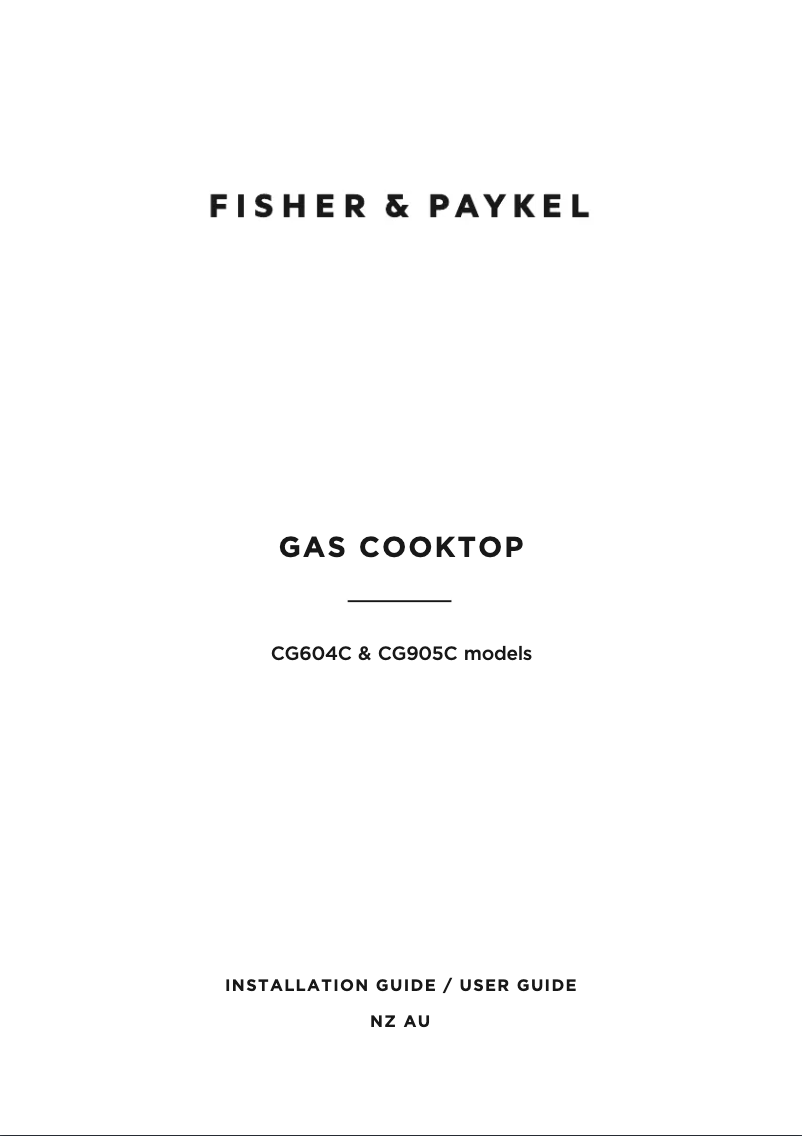 Page 1 de la notice Guide d'installation Fisher & Paykel CG604CLPX2