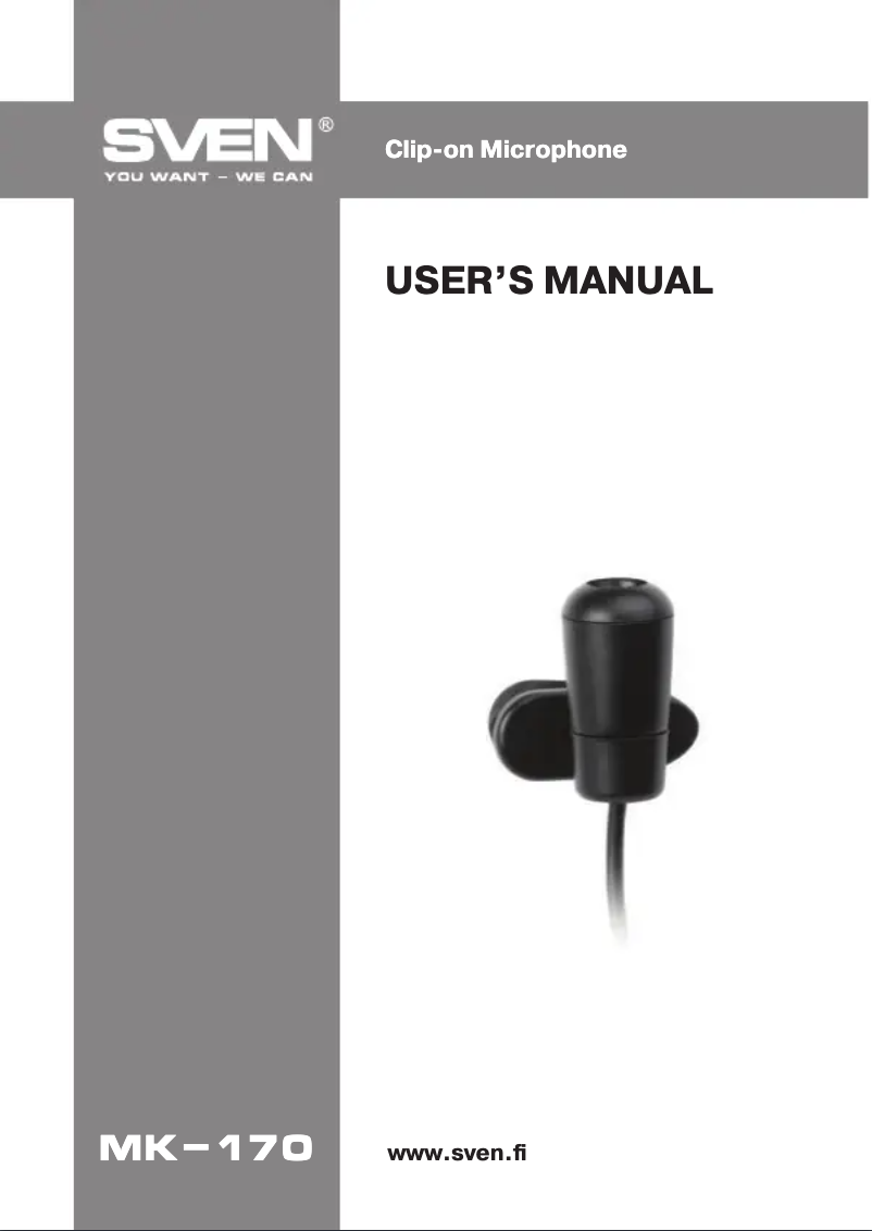 Page 1 de la notice Manuel utilisateur Sven MK-170