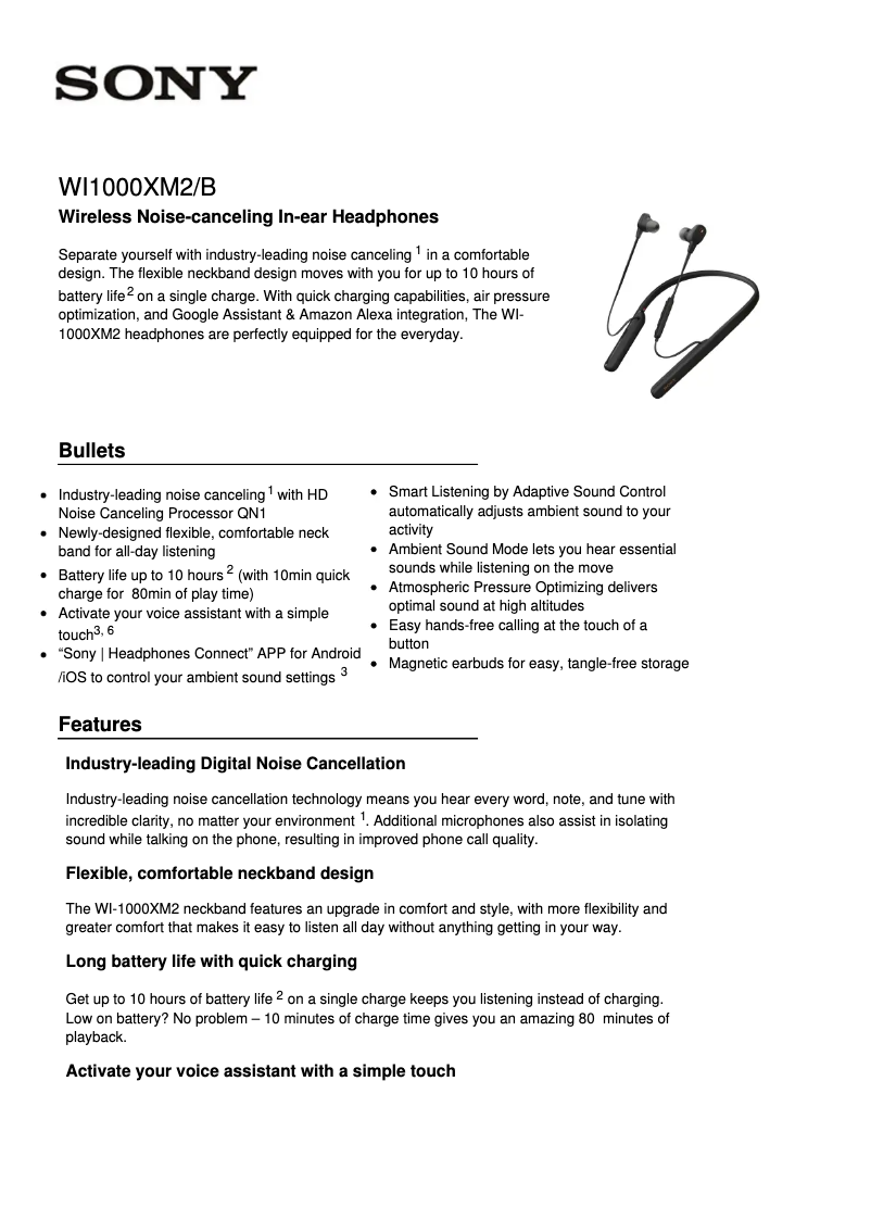 Page n°1 - Manuel utilisateur Sony WF-1000XM2