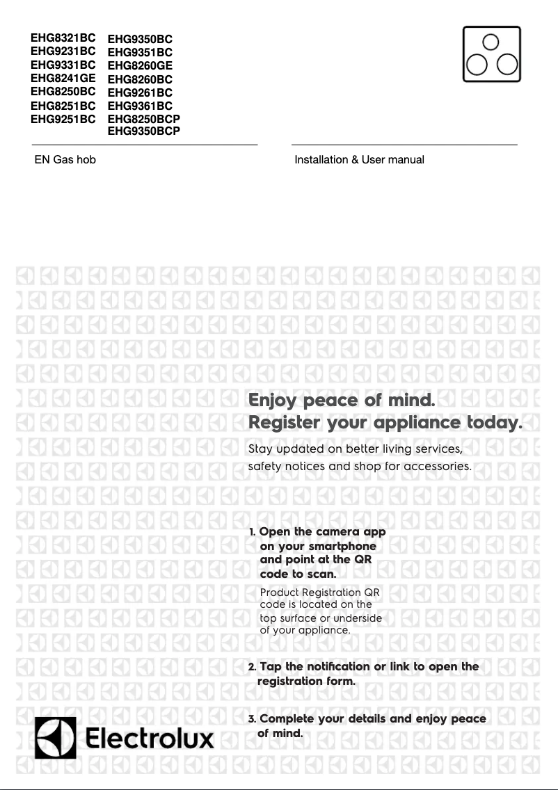 Page n°1 - Manuel utilisateur Electrolux EHG8250BCP