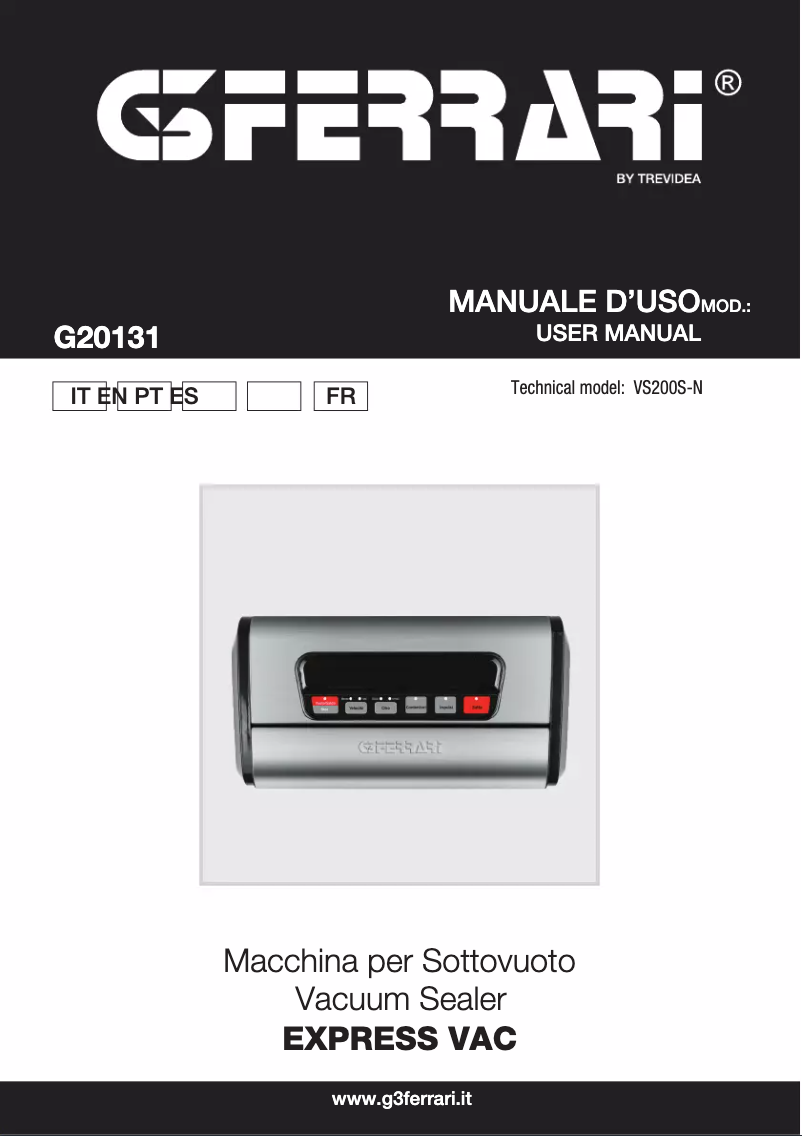 Page n°1 - Manuel utilisateur G3 Ferrari Express Vac G20131