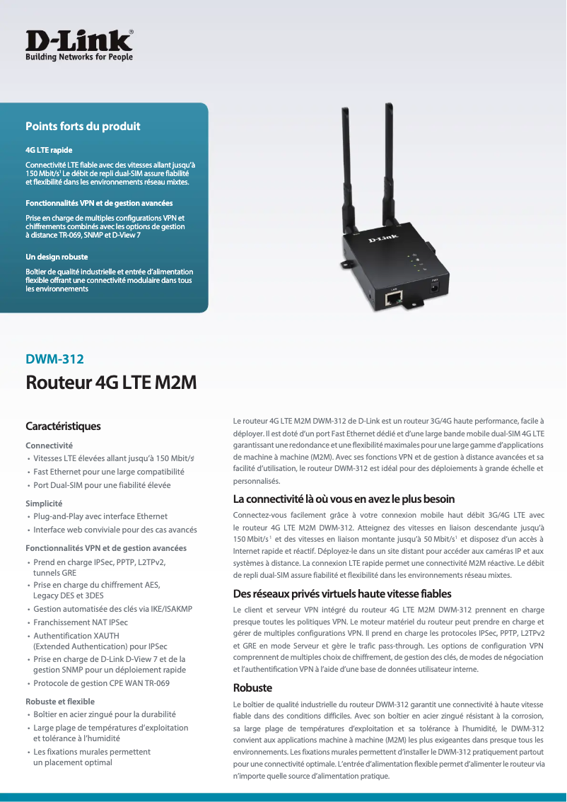 Page n°1 - Fiche technique D-Link DWM-312
