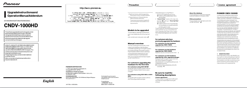 Page n°1 - Manuel utilisateur Pioneer CNDV-1000HD
