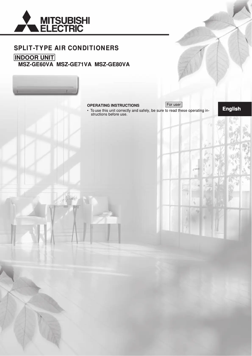Image de la première page du manuel de l'appareil MSZ-GE80VA