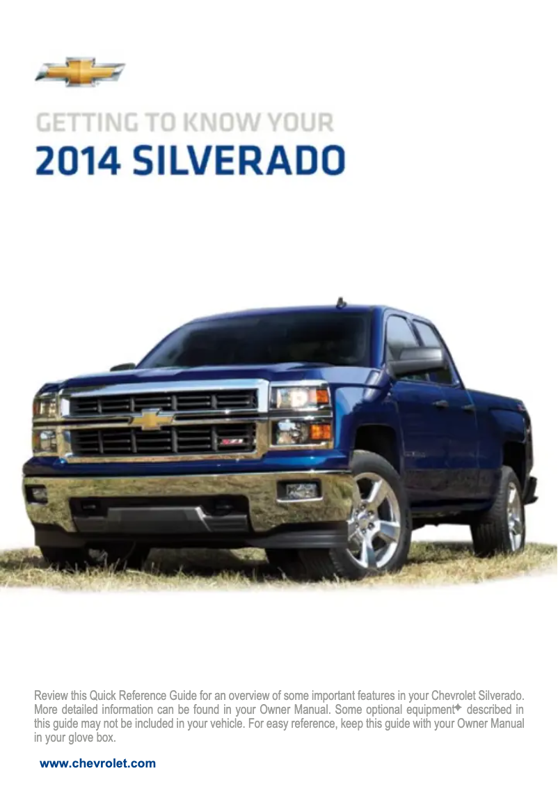 Page 1 de la notice Guide de démarrage rapide Chevrolet Silverado 3500 HD (2014)