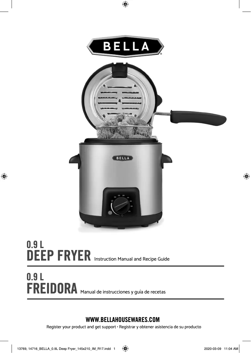 Page n°1 - Manuel utilisateur Bella 0.9L Deep Fryer